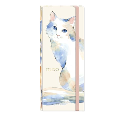 Image of Punch Studio Watercolor Pets Cats, Hardcover Notefolio With Bungee, 40 Pages With Sticky Notepads (59253)