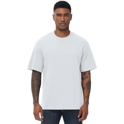 Image of KEEPSHOWING Mens Oversized T-Shirts, Cotton Loose Fit Crewneck Short Sleeve Casual Tees Workout Gym Basic Tops