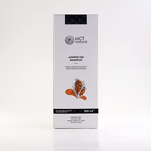 MCT natural® Champú de alquitrán de enebro, 300 ml, 100% natural, para cabello débil, fino y escamoso, cuidado del cuero cabelludo
