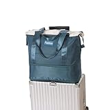 Weekender Travel Bag Tote With Trolley Sleeve Expandable, Travel Duffel Bag with Wet Pocket Waterproof Gym Bag Large Capacity Carry On Bags For Women(Lake Blue)