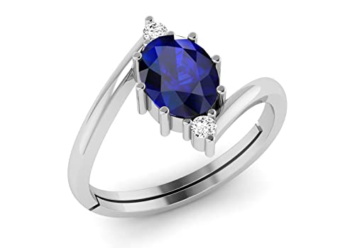 BALATANK 3.25 Ratti 2.00 Carat AA++ Quality Natural Blue Sapphire Neelam Gemstone Silver Plated Adjustable Ring for Men And Women's (Lab - Certified) 2 31ZtaLOUeML. SL500