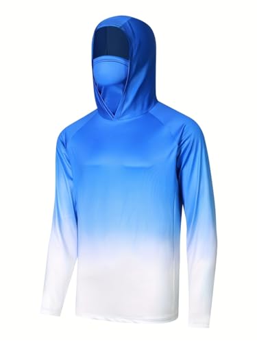 Generic Upf50+ Sun Protection Hoodie Shirt Men's Long Sleeve Uvt Shirt with Mask Rash Protection Fishing Lightweight