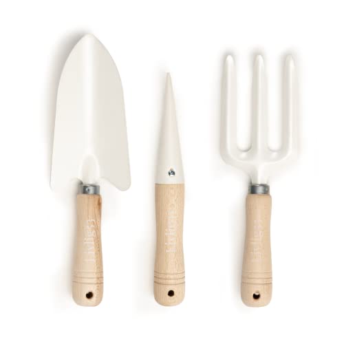 Livlig53 Gartenwerkzeug Set Pflanzen, Gartengeräte Balkon, Gartengeräte Frauen, Gartengeräte weiß, Schaufel, Pflanzholz, Handgabel, 3er Gartengeräte Set Cover