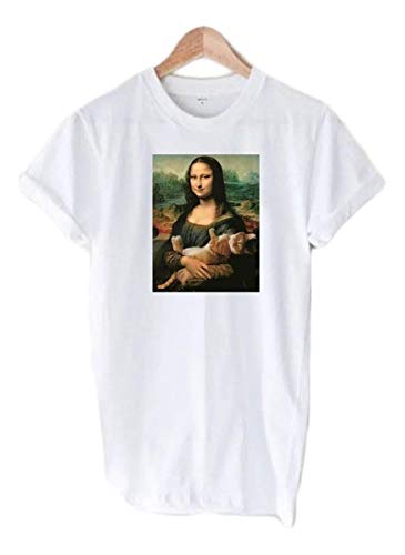 Camiseta T-shirt Camisa Monalisa Gato Arte Quadro Tumblr (XG, PRETA)