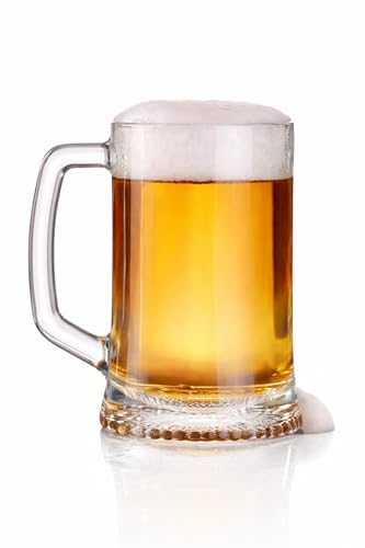Image of PrimeWorld 500 ml Pub Beer Mug Set of 2 Pcs Strong Glass Mug with Handle, Steins, Freezable Beer Glasses,Everyday Drinking Glasses, Cocktail Glasses Clear
