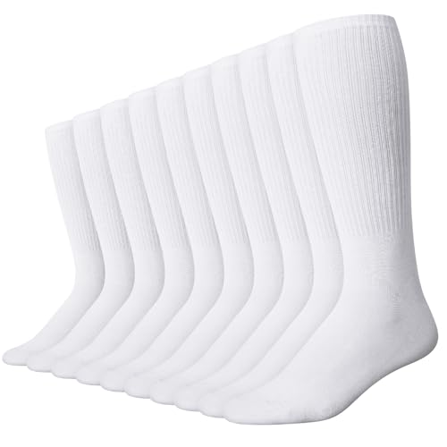 10 Pairs Men's XXL Extra Large Mid Crew Socks for Big and Tall Golf Athletic Socks for Men Size 15-17