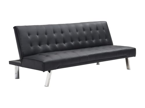 Vente-unique - 2 Places - Canapé Convertible clic-clac en Simili Noir Guillaume