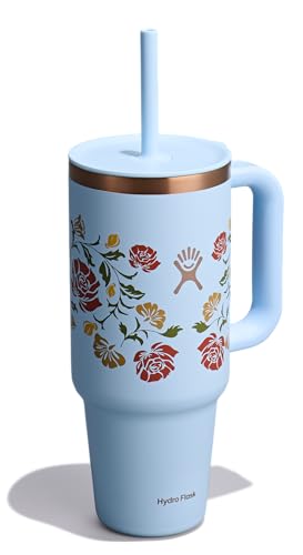 Image of Hydro Flask 40 Oz Travel Tumbler with Handle, Lid and Straw - Insulated Stainless Steel in Western Light Blue
