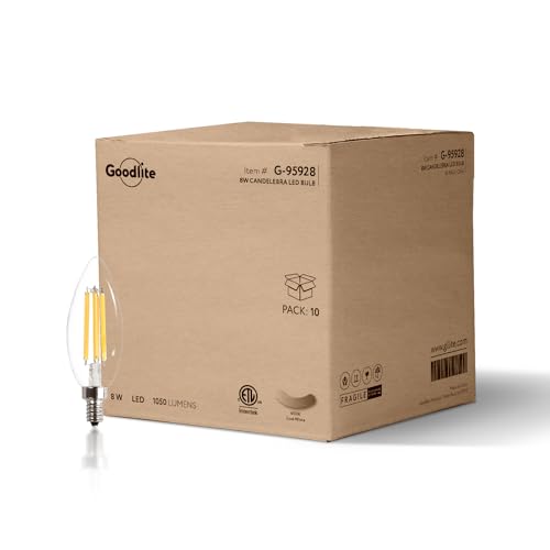 Goodlite C32 LED Chandelier Bulb, Torpedo Tip, 8W (100W Equal),