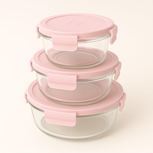 Image of Borosilicate Lunch Box Set of Airtight & Leak-Proof Tiffin Box for Office, School, Men & Women (Light Blue Colour) (Pink, 400 ml - 3)
