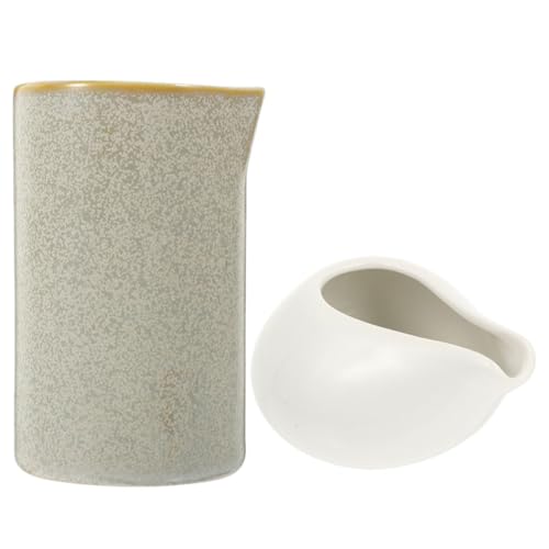 BESPORTBLE Juego de 2 Jarras Pequeñas de Cerámica para Leche y Salsa Dispensador de Leche para Envase Portátil y Ligero para Cocina Comedor y Barbacoa Diseño Práctico sin Derrames