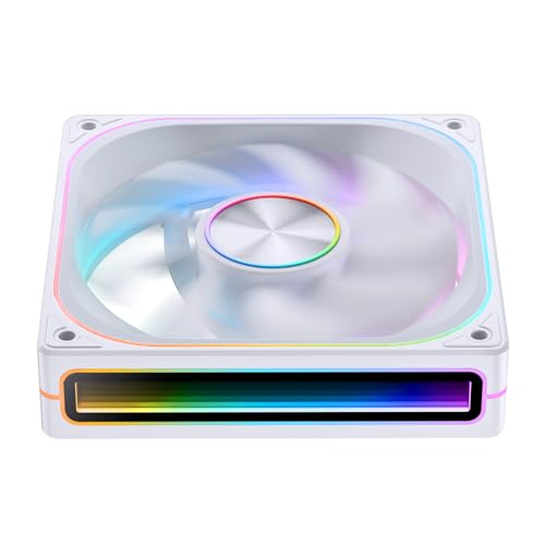 Image of JONSBO ZA-120WR (Reverse) PC Case Fan, Reverse Blade,Silent Computer ARGB Fan with 4-Sides Infinity Mirror 1800RPM, PWM Integrated M&F Head,Aluminum Nameplate, 28MM Thick,White