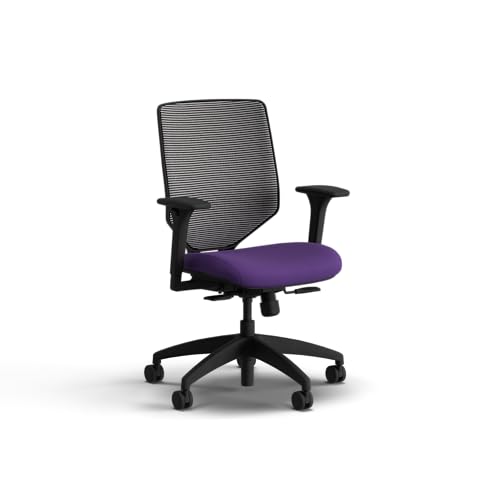 Image of HON Solve Office Chair, Ergonomic Office Chair Mesh Back Support, Adjustable Lumbar Support, Height Adjustable Arms, Black Frame, Iris