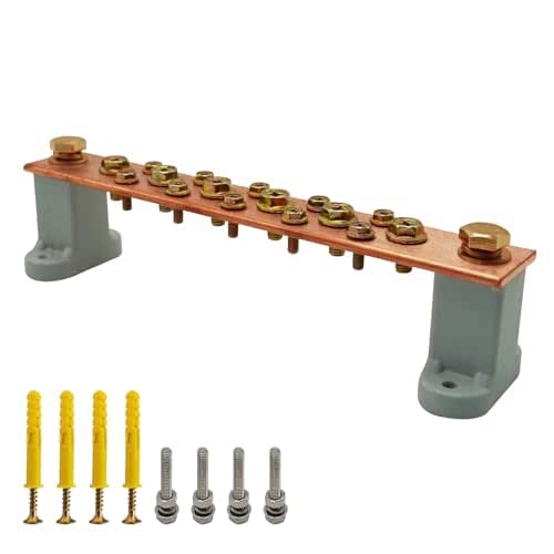 Copper Grounding Bar Kit, 7.8" Copper Bus Bar Ground Bus