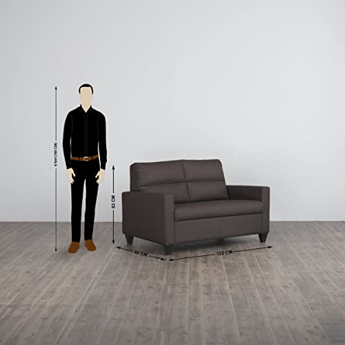 Image of Home Centre Helios Clary Brown Fabric 2-Seater Sofa - 122cm