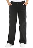 MYT Womens Cargo Trousers Wide Leg High Waist Utility Combat Chino Pants Casual Work Bottoms Outdoor Streetwear Black 14 Regular