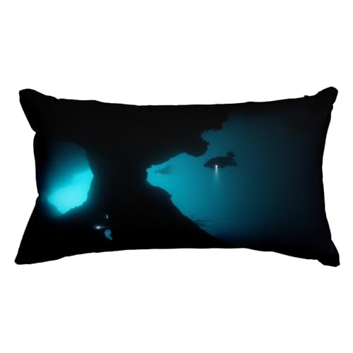 EHOMERY Rectangular Funda Cojín Etnico Fundas Almohada Personalizadas Océano Submarino Seda, Microfibra de Almohadas Y Cojines Vibrante Sedoso Lujoso, 50x75cm