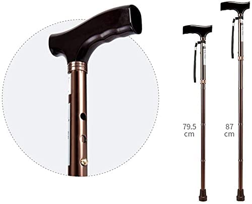 Bastones Bastón retráctil Plegable de Aluminio, muletas multifuncionales con Mango de Madera Maciza, bastón para Hombres y Mujeres