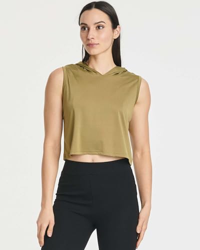 Real Essentials 3 Pack: Women's Dry-Fit Sleeveless Cropped Tank Top Hoodie - Athletic Crop Sweatshirt2