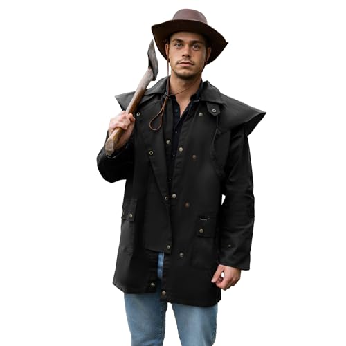 RESISTANCE Oilskin Cotton Western Short Duster Jacket | Waterproof Breathable Long Sleeves 3/4 Length Duster Coat