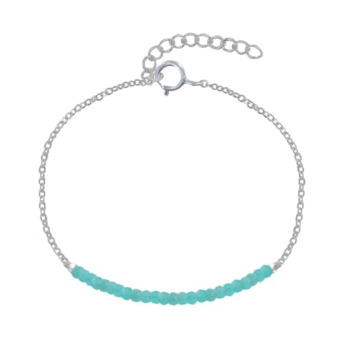 Pulsera de Plata 925 de Alta Joyería con Destellos de Amazonita Facetada