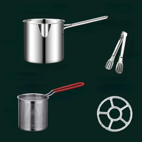 フィルター付き深型小型ステンレス揚げ鍋 多機能家庭用IH直火対応 REENEW 揚げ鍋 深型 揚げ物鍋 小型 揚げ物鍋 小さいステンレス製揚げ物用鍋 フィルター付き フライドポテト チキンフィレ お手入れカンタン 多機能 家庭用 直火/IH対応 (4個セッ