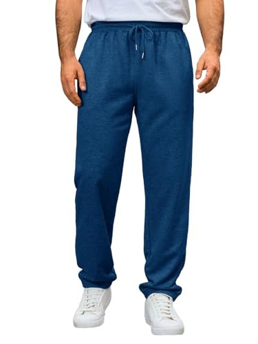 Runcati - Pantaloni da jogging da uomo, Regular Fit, pantaloni sportivi lunghi, casual, per il tempo libero, fitness, sweathose, vita elastica, con coulisse, pantaloni da allenamento, Blu scuro, L