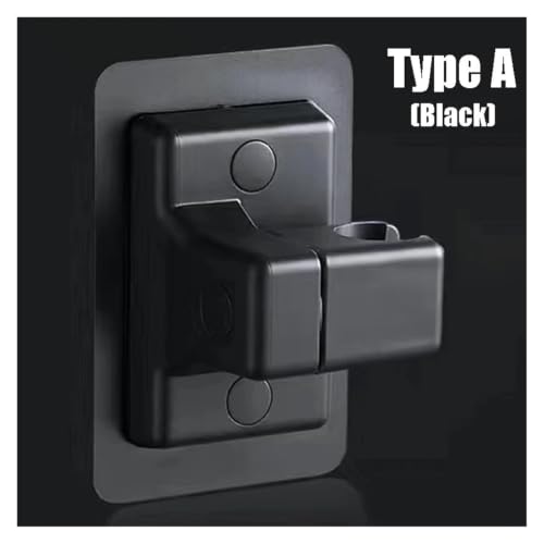 Soporte de cabezal de ducha ajustable negro autoadhesivo para pared de baño 8
