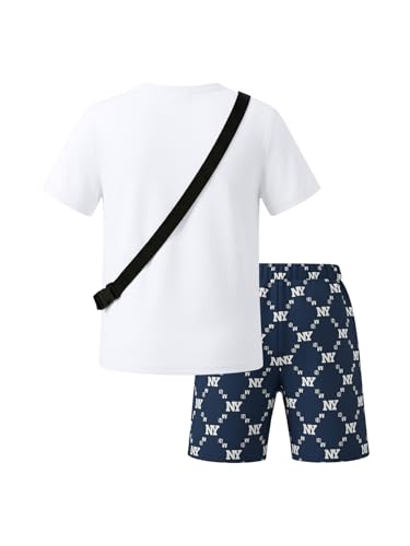Image of PureChapter Boys Summer Outfits Boys Short Sets Short Sleeve T Shirt Shorts Bag Kids Clothes Clothing Sets Teen 5-14