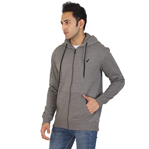 Image of D-GREEN Sweatshirt for Men Stylish Hoodie with Zipper and Full Sleeves Winter Wear