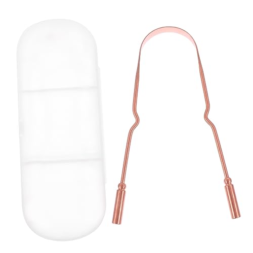 GOOHOCHY Rasoio Per Lingua in Rame Dispositivo Orale e Scatola Di Immagazzinaggio Di Raschietto Per Pulire La Lingua Comodo Da Trasportare