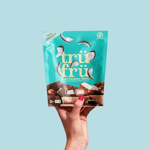 Tru Fru Real Coconut Melts Hyper-Dried Fresh in Milk Chocolate, Premium Gourmet Freeze Dried Fruit Snack, 4.2 oz