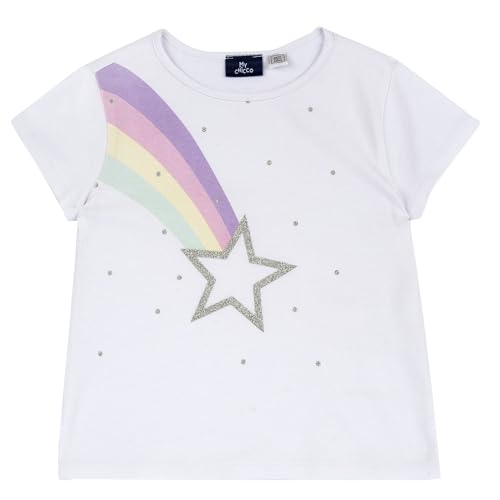 ALLA MODA: T-shirt arricchita da una scritta alla moda. È disponibile in diverse taglie. Verifica quella più adatta alla tua bimba, scegliendo tra le taglie disponibili
