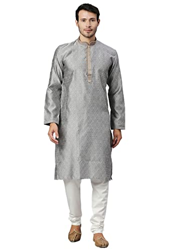 Image of Rajubhai Hargovindas Men's Jacquard Work Kurta Set