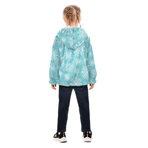 OTVEE Christmas Snowflake on Blue Kids Hoodie Jacket Fall Spring Full Zip Warm Outwear Coat4