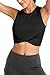 Sanutch Crop Top Athletic Shirts for Women Running Workout Yoga Crop Top Workout Shirts Black XS