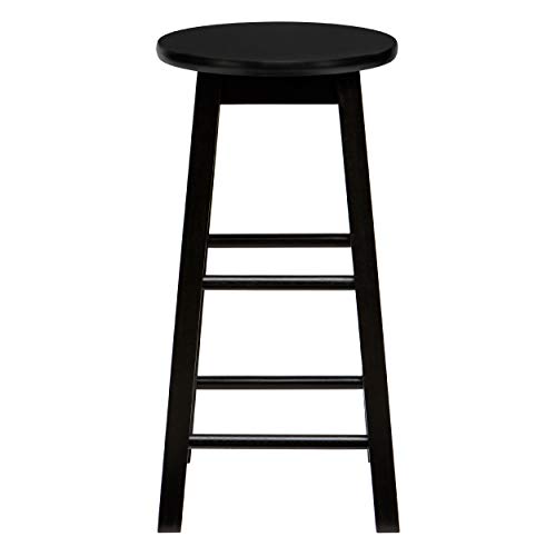 PJ Wood Classic Round-Seat 29-inch Bar Stools - Black, Set of 2