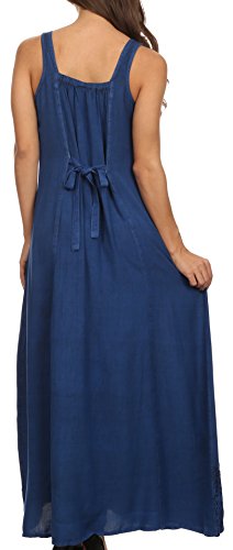 Image of Sakkas Stella Long Tank Top Adjustable Caftan Corset Dress with Embroidery