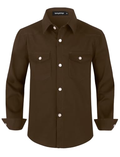 Image of Spring&Gege Boys' Long Sleeve Western Cowboys Pearl Snap Button Down Shirts (5-14 Years)