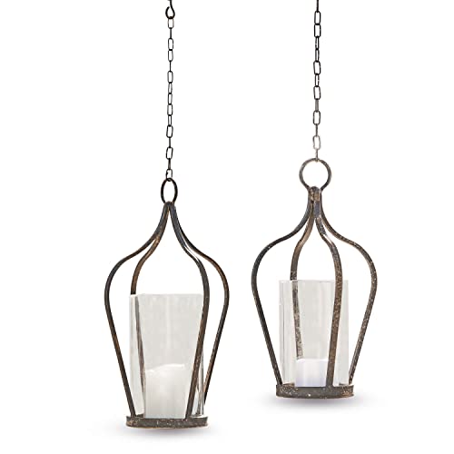 Loberon Hängelaterne 2er Set Mikella, Zwei Größen, Nostalgie-Charme, mit Kette & Aufhängehaken...
