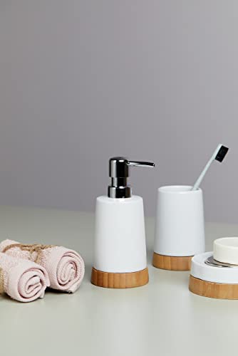 Wenko 17677100 Soap dish Bamboo, Ceramic, 11.5 x 3.8 x 11.5 cm, White, White/Brown, 12.1 x 3.7 cm - Image 4