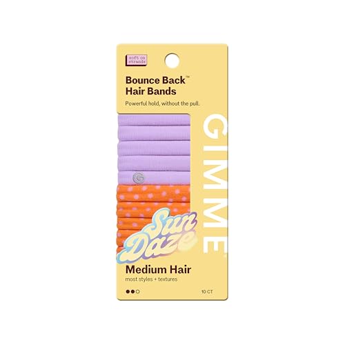 Gimme Beauty Medium Hair Bands Seamless Nylon - 10 Pack Purple/Orange Starburst