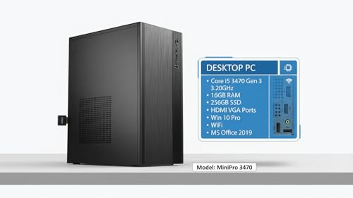 Image of Assembled Desktop CPU with Core i5-3470 Gen 3.20Ghz II 16GB Ram II 256GB SSD II HDMI VGA Ports II Win 10 Pro II WiFi + Bluetooth II MS Office II Full Metal