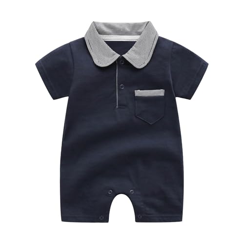 Baby Boy Gentleman Romper Newborn Infant Summer Clothes Short Sleeve Button Jumpsuit Cute Birthday Wedding Outfit