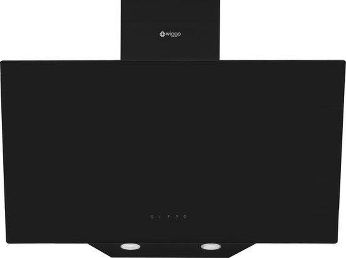 Wiggo 60 cm Kopffrei Dunstabzugshaube Schwarz | Schräghaube mit Touch-Steuerung, 3 Stufen, LED-Beleuchtung | Geräuscharm, Umluft/Abluft, Fettfilter & 2x Aktivkohlefilter – Moderne Küche