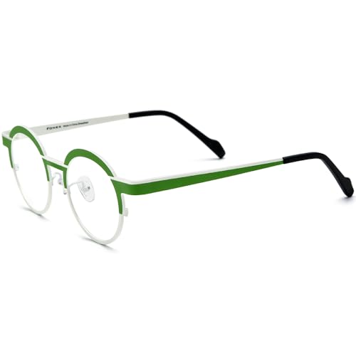 Image of FONEX Colorful Pure Titanium Glasses Frame Women Retro Round Eyeglasses