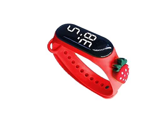 EVOTECH Digital Led Watch For Girls And Boys Age 2-12 Year, Rakhi, Birthday Return Gift, Smart Wrist Silicone Band(Strawberry), Band_Red, Dial_Black (B0BN5ZPJQ6) Amazon Price History, Amazon Price Tracker