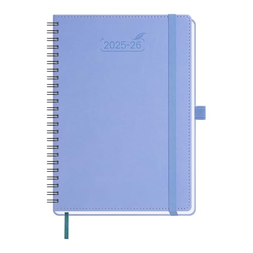BEZEND A5 Diary 2025-2026 Week to View Academic Year 18 Month runs Jul’25 – Dec’26, Vertical Weekly Planner with Hourly Time Slots, Monthly Tabs & Ruler Bookmark, PU Leather Softcover, Cornflower