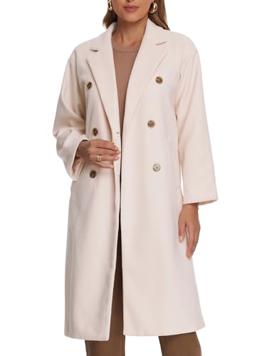 Manteau d'Hiver Femme Allegra K Caban Mi-Long à Double Boutonnage et Poches