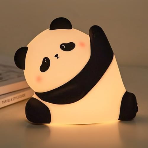 Image of One94Store Rechargeable Silicone Panda Night Light for Kids | Kung Fu Panda Inspired 7-Color LED Lamp | Soft BPA-Free Bedside Nightlight | Cute Room Decor & Gift for Toddlers, Teens & Valentine's Day